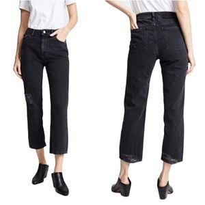 DL1961 Jerry High Rise Vintage Straight Jeans Stone Wash Distressed Sz 29